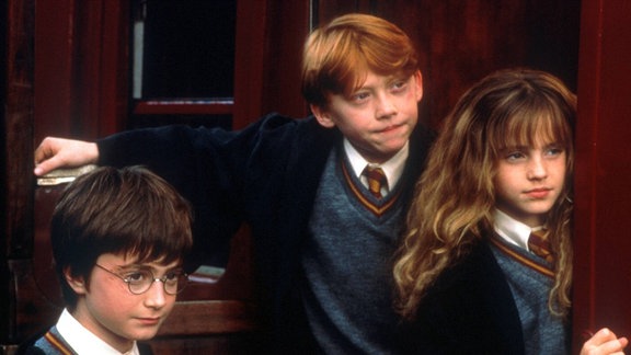 Daniel Radcliffe, Rupert Grint und Emma Watson als Harry Potter, Ron Weasley und Hermine Granger in "Harry Potter"