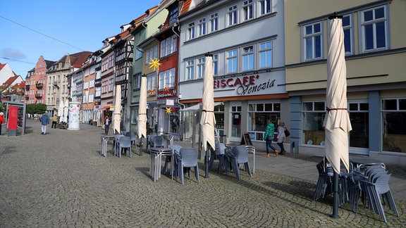 Läden und Gastro am Erfurter Domplatz im Lockdown