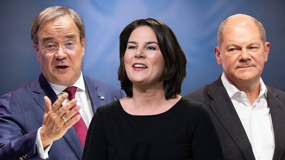 Die Kanzlerkandidaten zur Bundestagswahl 2021: v.li:Armin LASCHET CDU,Annalena BAERBOCK, Buendnis 90/die Gruenen,Olaf SCHOLZ SPD.